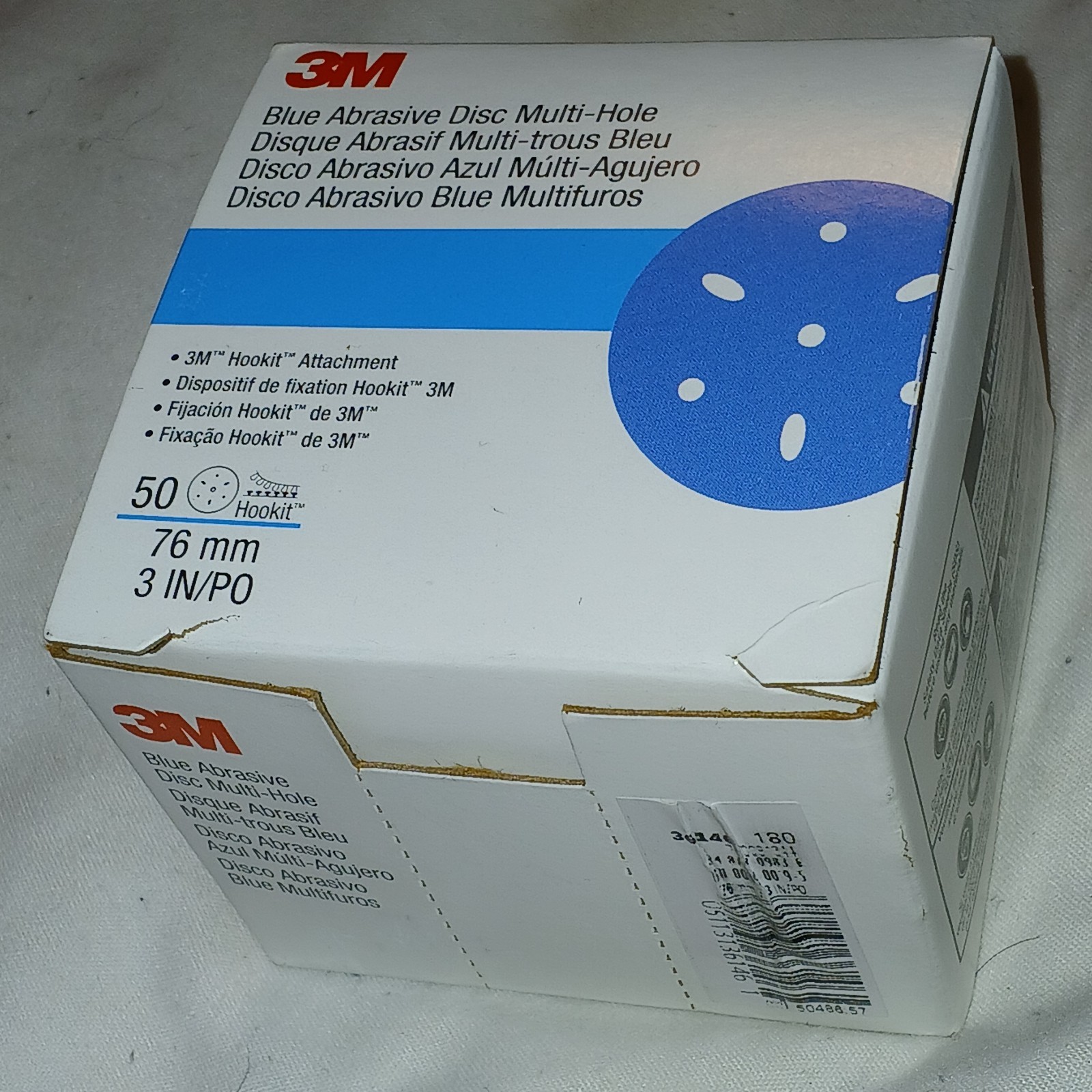 3M-36146 Hookit Blue Abrasive Disc Multi-hole, 3″, 180 Grade (50) New