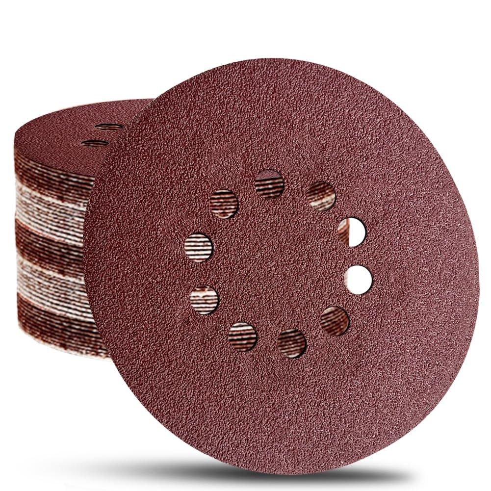 12 Pack 9 Inch 10-Hole Aluminum Oxide Sanding Discs 80 Grit for Drywall Sander