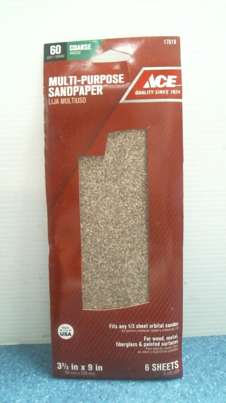 ACE 60 Grit Multi-Purpose Sandpaper 3-2/3″ X 9″ 6 Sheets (17619) FS