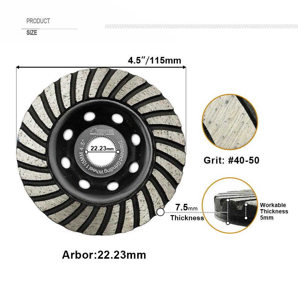4.5″ / 5″ Diamond Turbo Row Grinding Cup Wheel Sanding Disc Concrete Marble Tile