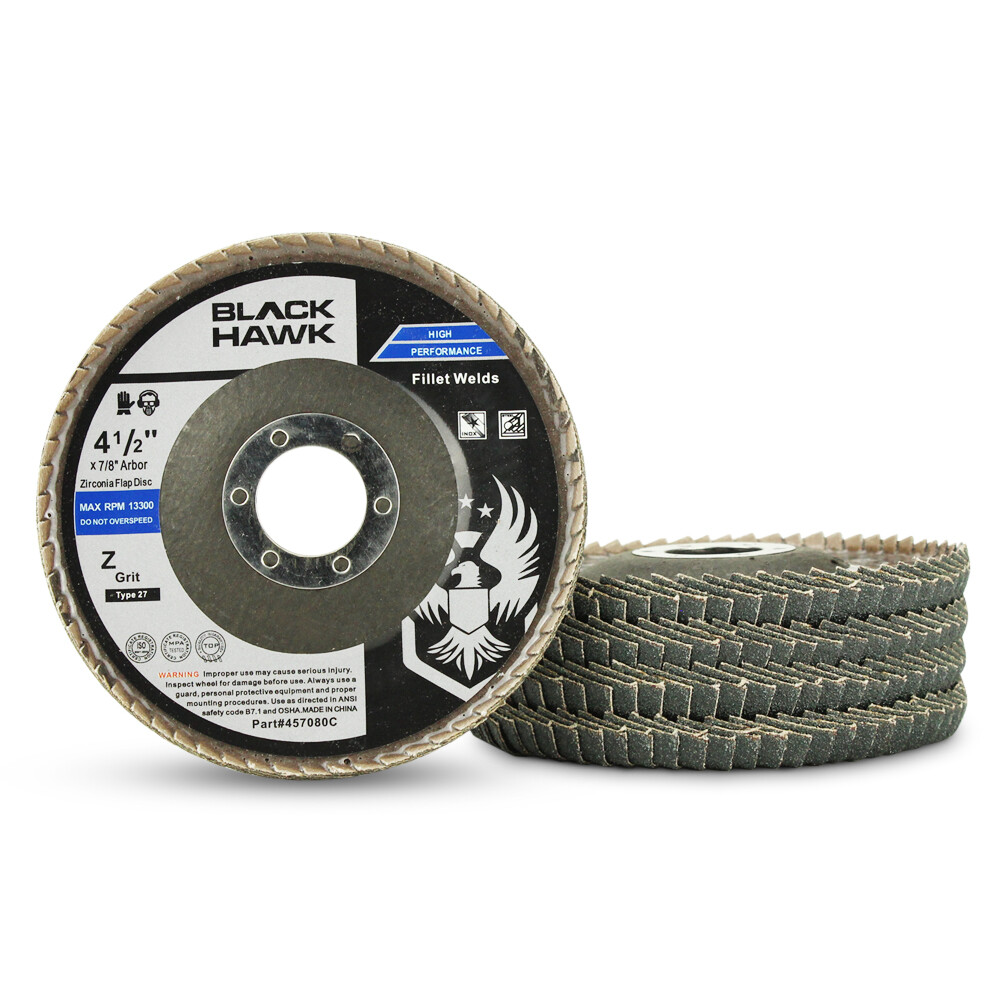 50 Pack – 4.5″ x 7/8″ Zirconia Curved Edge Flap Discs for Fillet Weld and Corner