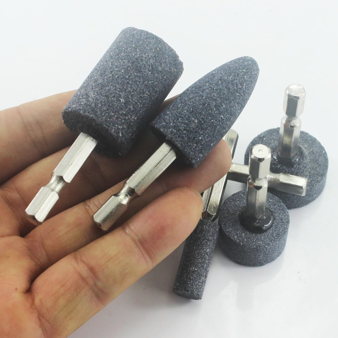 6 Pcs Rotary Grinding Stone, 1/4” Hex Shank Abrasive Stone Mounted Grinding …