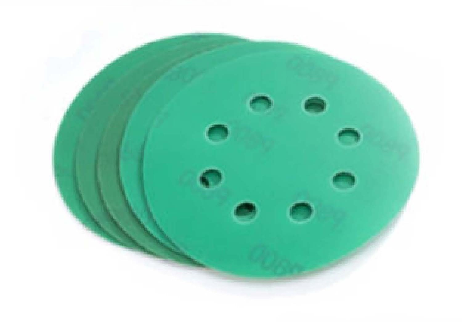 50PCS 5 inch 8 Hole Green Film Sanding Discs 1200 Grit For Random Orbital Sander