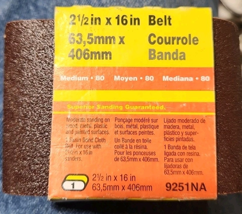 3M~Heavy Duty Power Cloth Sanding Belt 2-1/2″× 16″, 80 Medium, 9251NA, USA🇺🇸