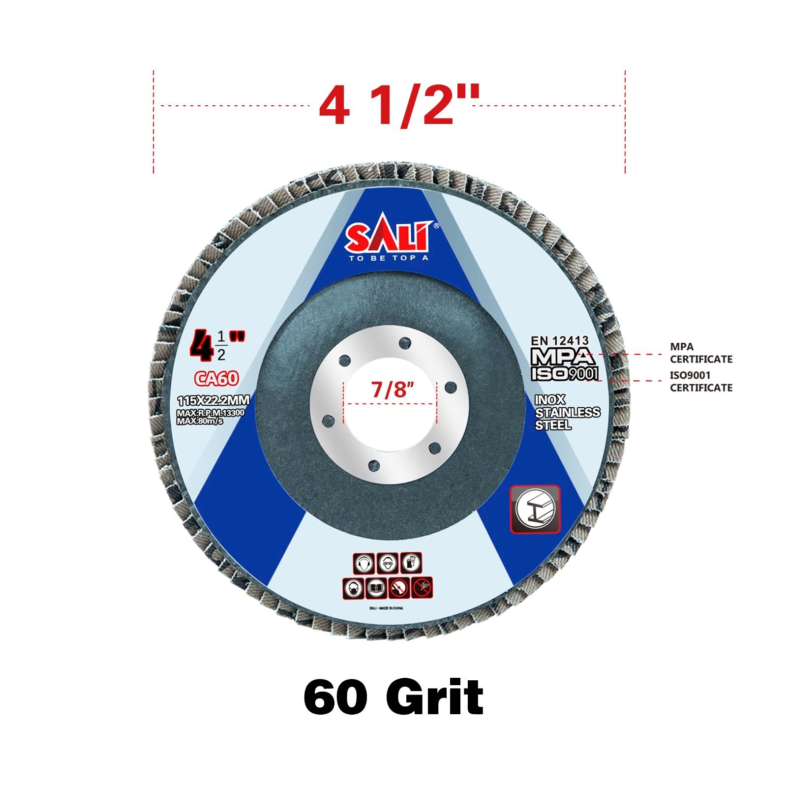 10 Pack 4.5″ x 7/8″ Flap Discs 60 Grit – Premium Angle Grinder Sanding Wheels