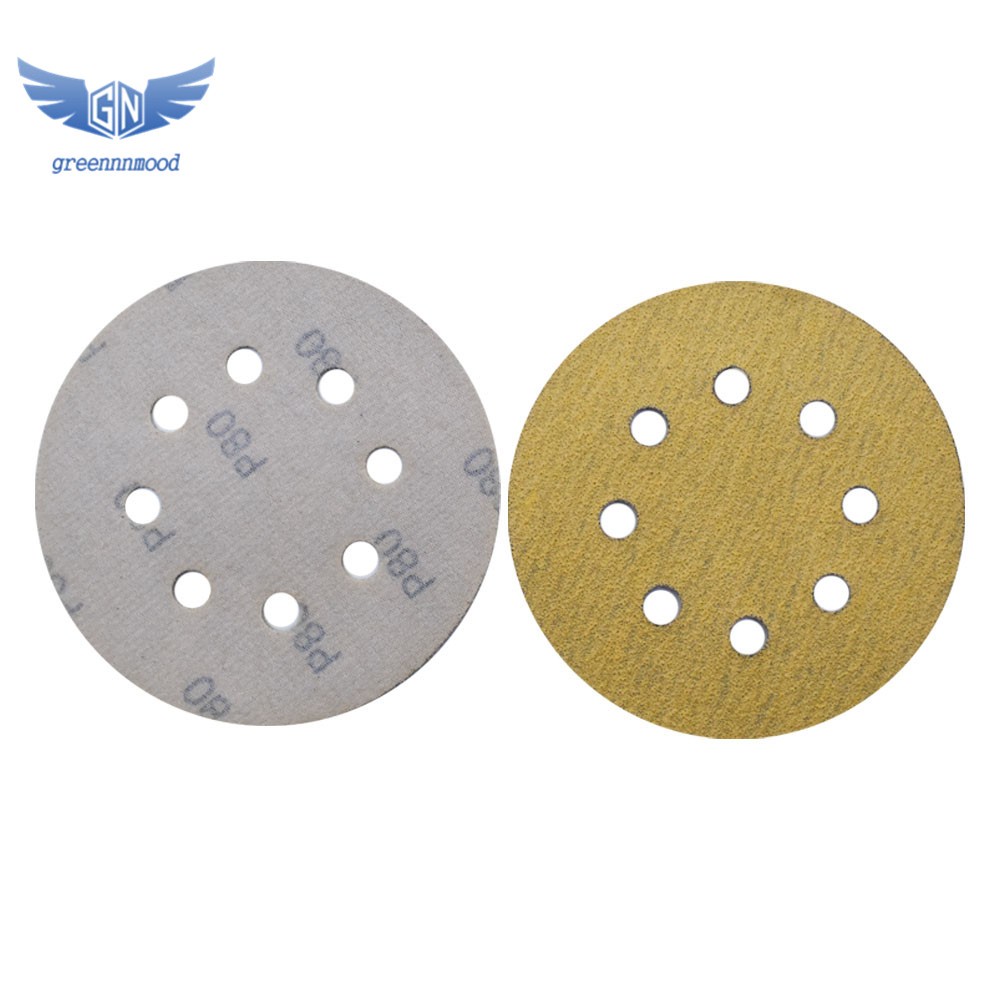 100Pcs 5inch Sanding Discs Hook and Loop 8 Holes Flocking Sand Paper 60-320 Grit