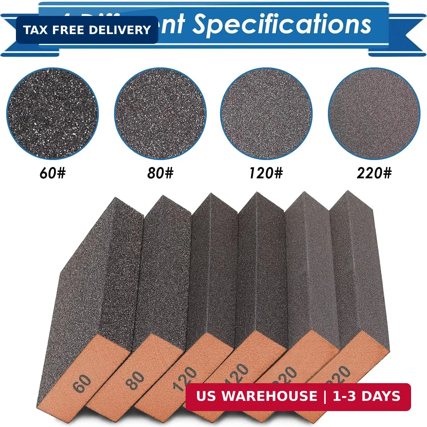 6Pcs Sanding Sponge 60 80 120 220 Coarse Medium Fine Grit Sanding Block Washable