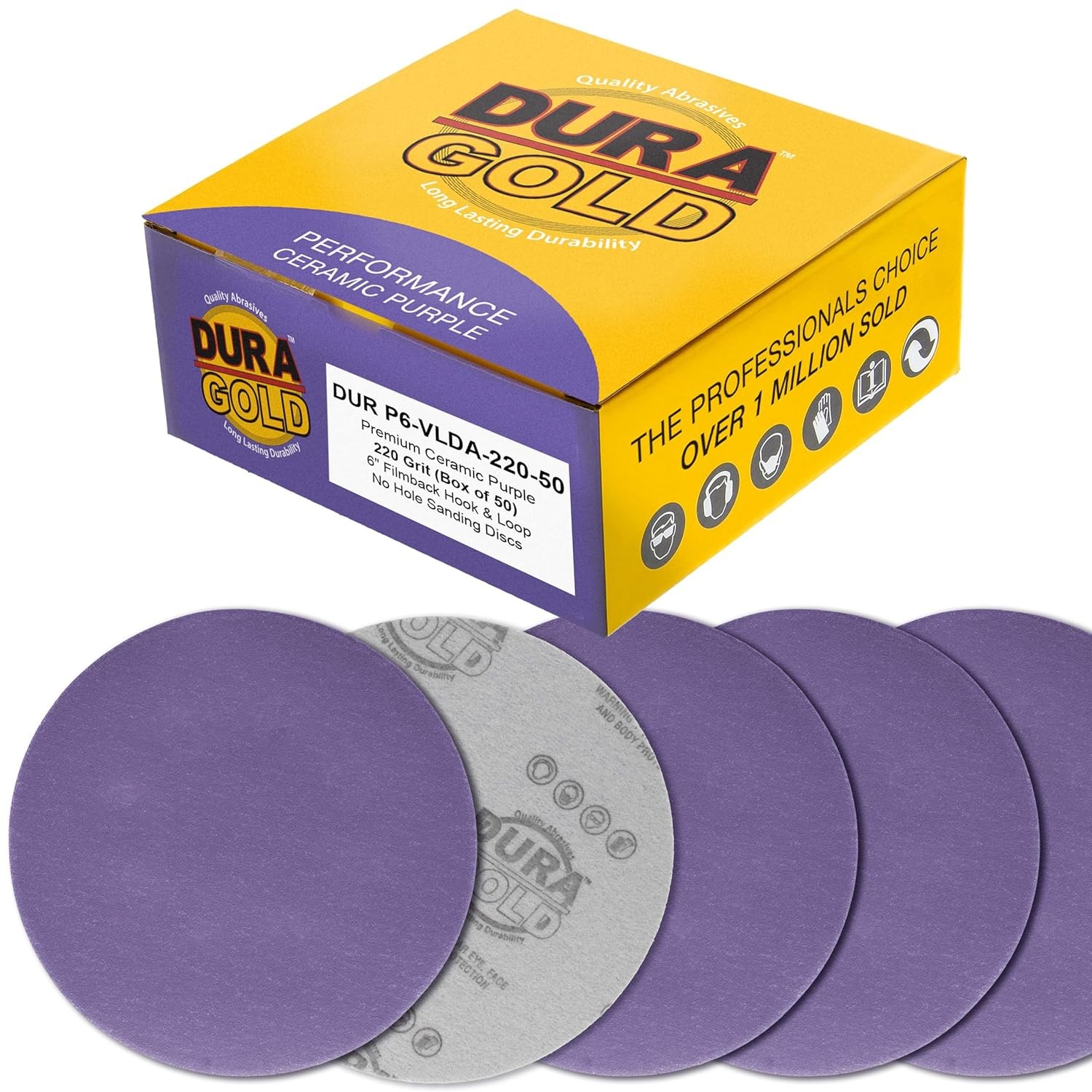 DuraGold Premium 600 Grit 6″ Purple Film Ceramic Sanding Discs, Box of 50 Ho…