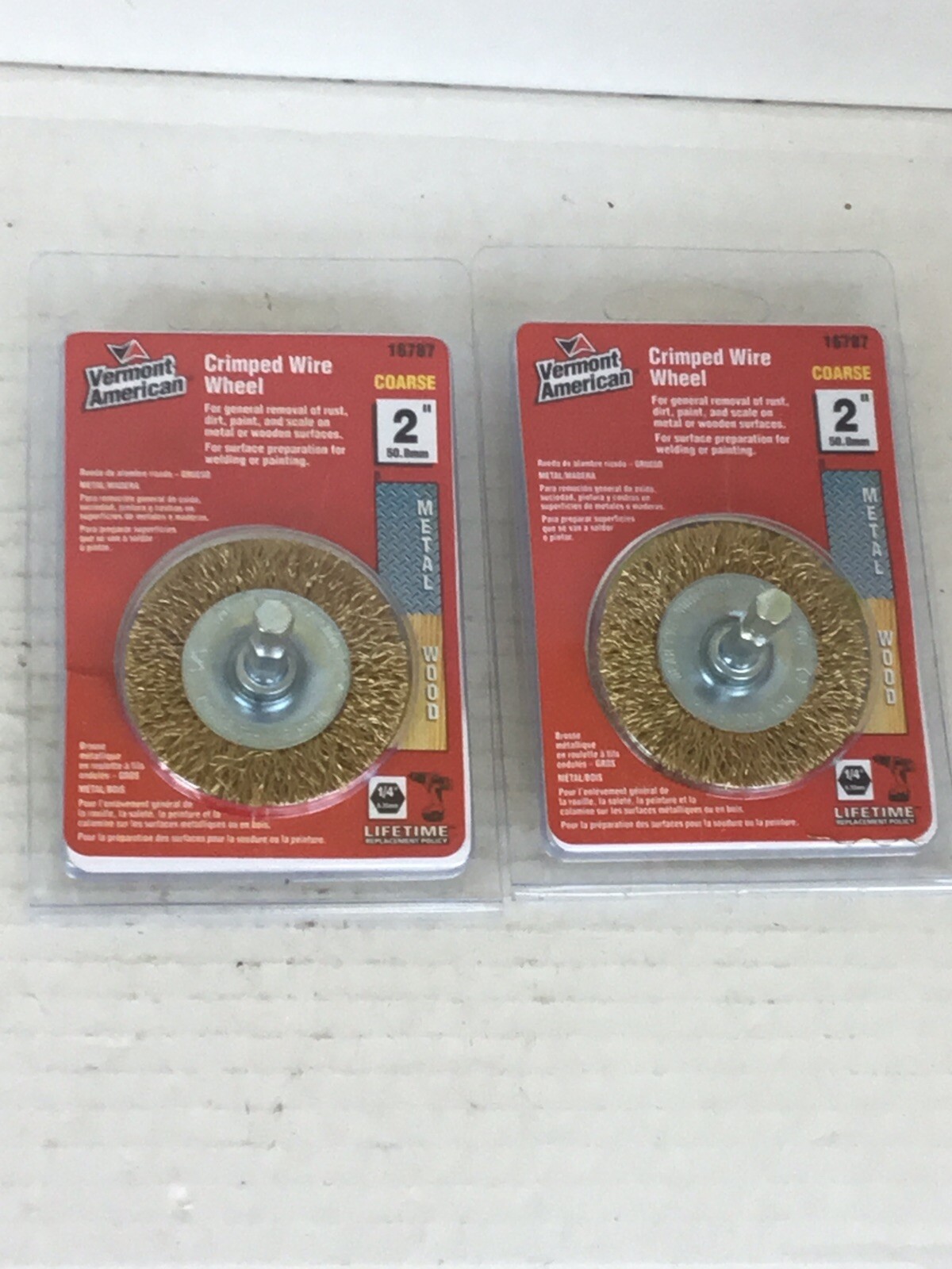 2 pc. VERMONT AMERICAN 2″ BRASS CRIMPED WIRE WHEEL 16787 COARSE SURFACE PREPARE