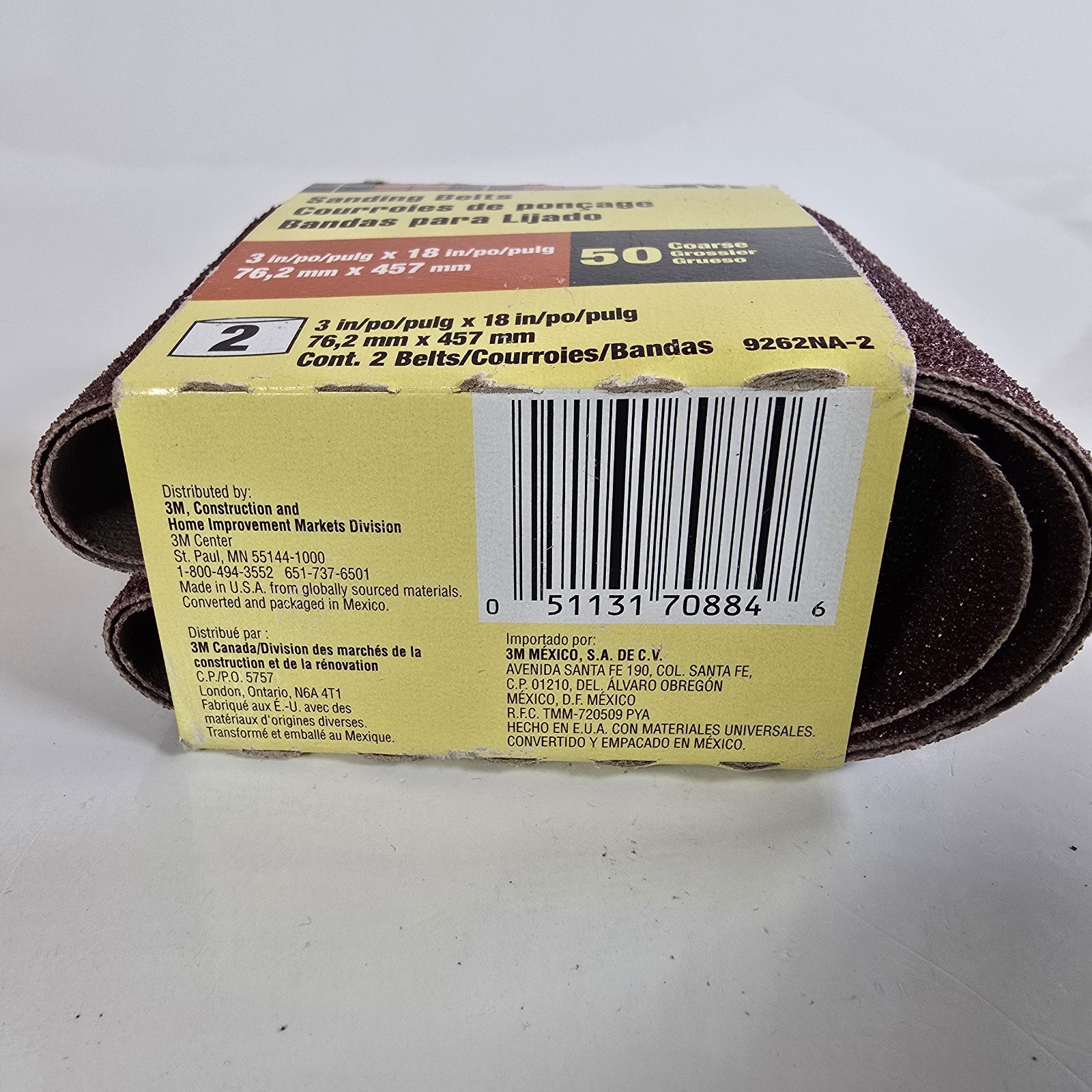 3M Sanding Belts 3″x18″ 50 Grit Coarse 9262NA-2 – 1 Pack Of 2 Belts