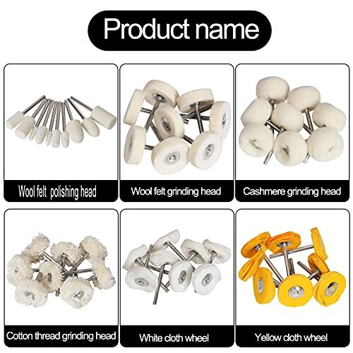 Polishing Buffing Wheel Set, Cotton Mounted 3mm Shank for Rotary Tools 50 Pieces