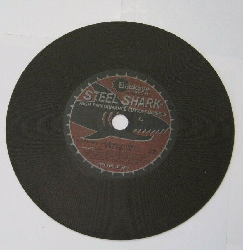 Buckeye 24″ Steel Shark Type 1 Cut-Off Wheel (24″ x 3/16″ x 1-3/4″) – 2260 RPM –
