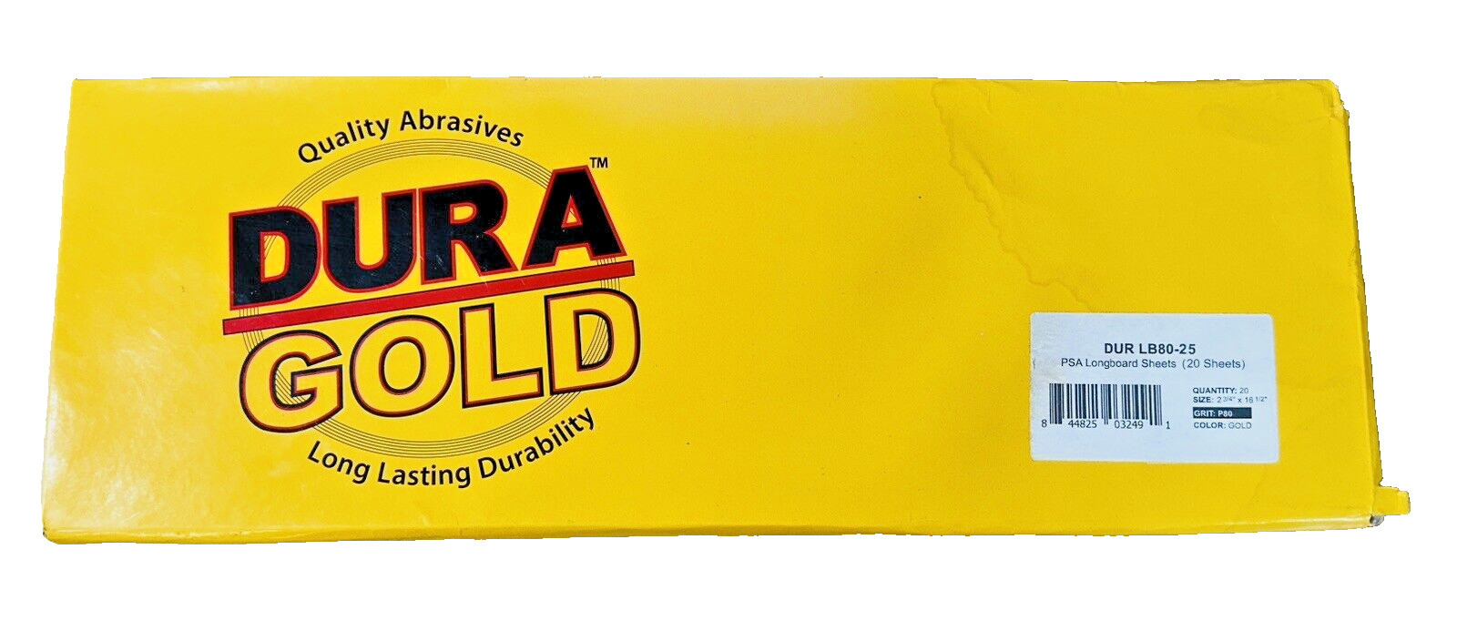 6 boxes of 20, 120 Sheets Dura-Gold 80 Grit Gold Pre-Cut Longboard Sandpaper