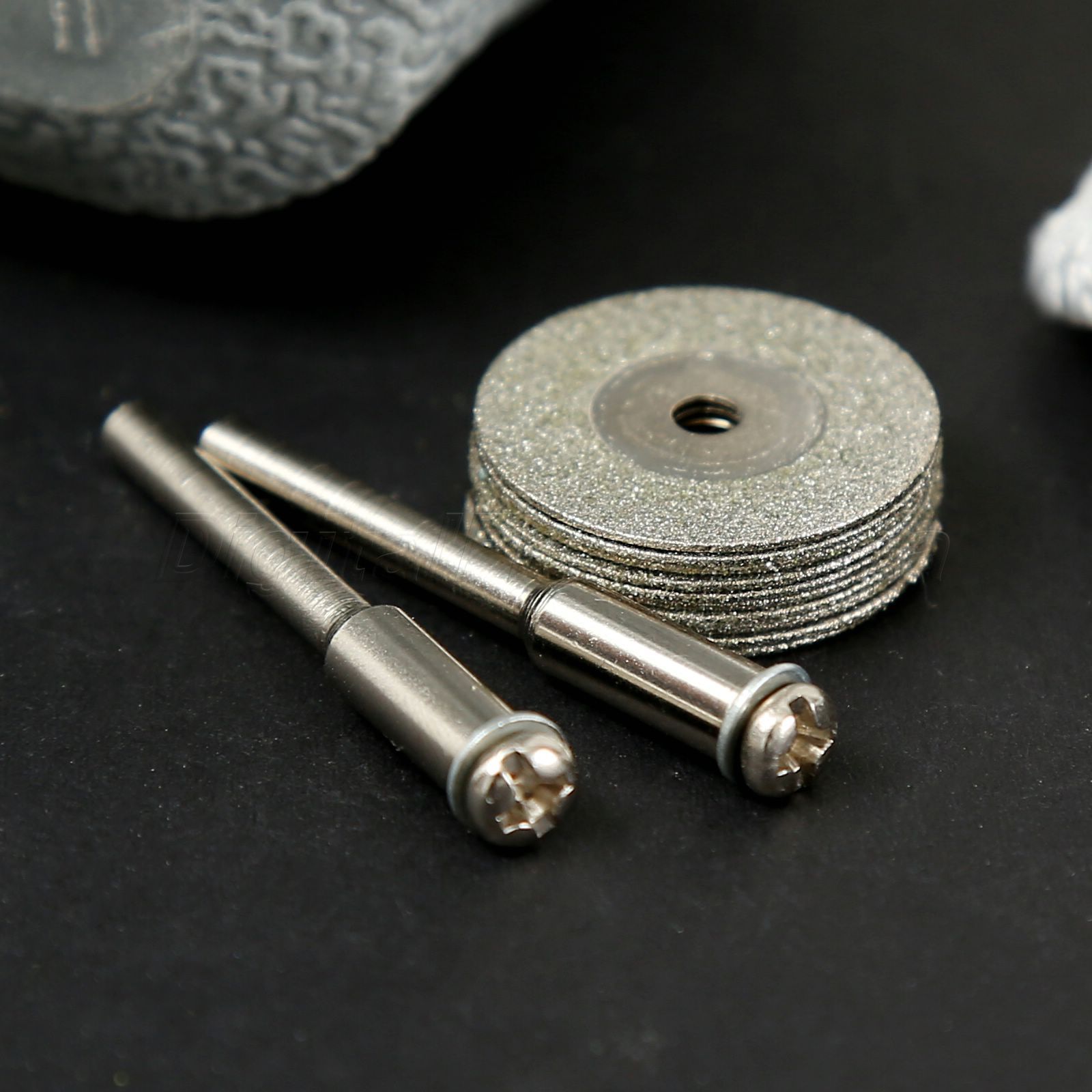 10Pc Diamond Cutting Off 20mm Wheel Discs Rotary Tool W/2 Mandrel Set for Power