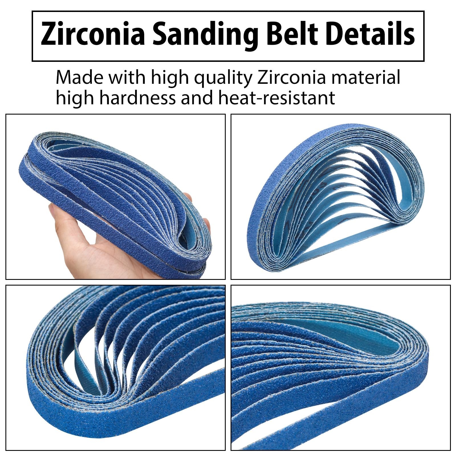 30 Pcs 1/2×18 inch 40 Grit Zirconia Sanding Belts for Air Belt Sander Metal