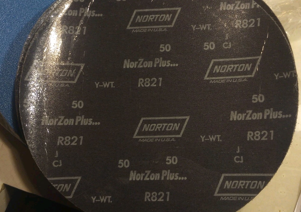 3x Norton BlueFire R821 – 12″ x 50 Grit PSA Sanding Disc Discs (Pack of 3)