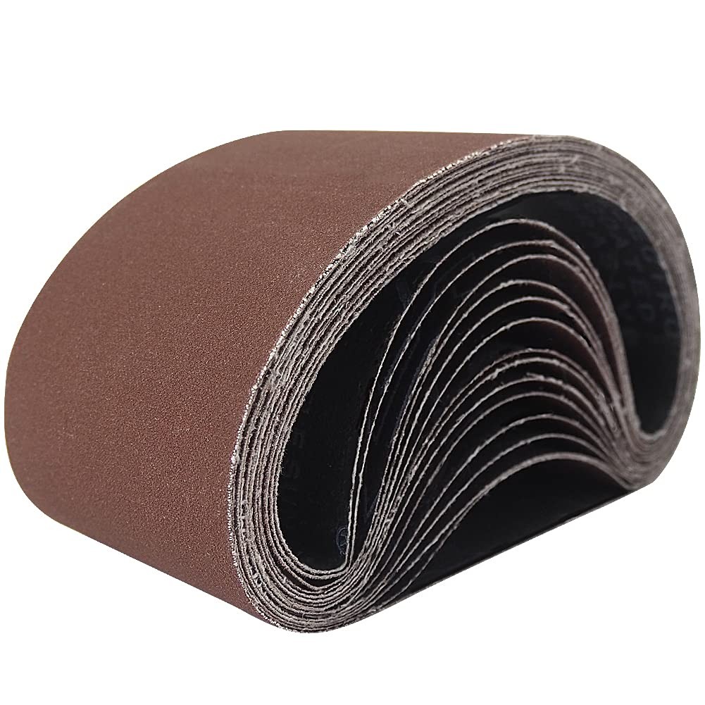 Abrasticle 15 Pcs 4 x 21 Inch Assorted Aluminum Oxide 4×21(15pcs), Brown