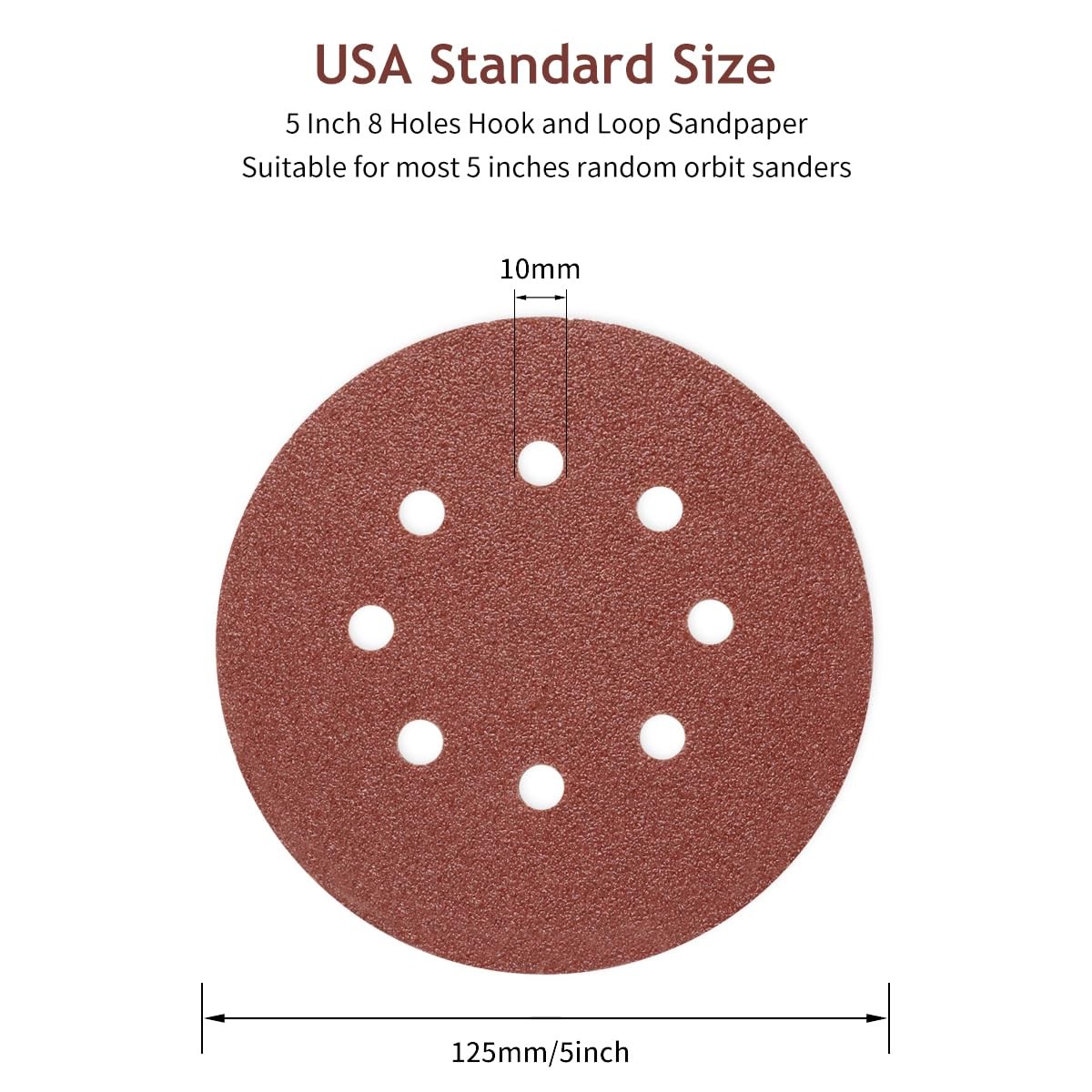 5 Inch Sanding Discs 50 PCS Assorted Grits 60-320 for Random Orbital Sander