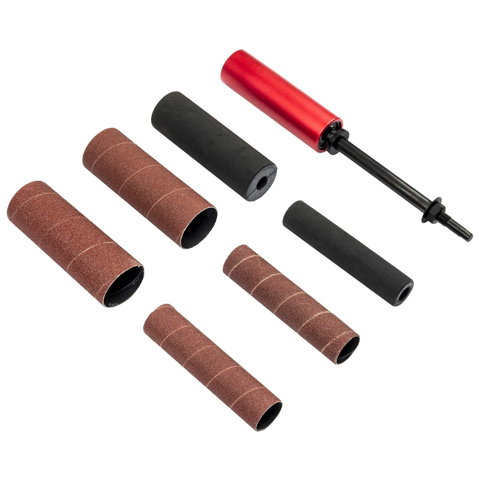 Portable Spindle Sander Hand Held Rubber Sanding Drum Set for Drill Red