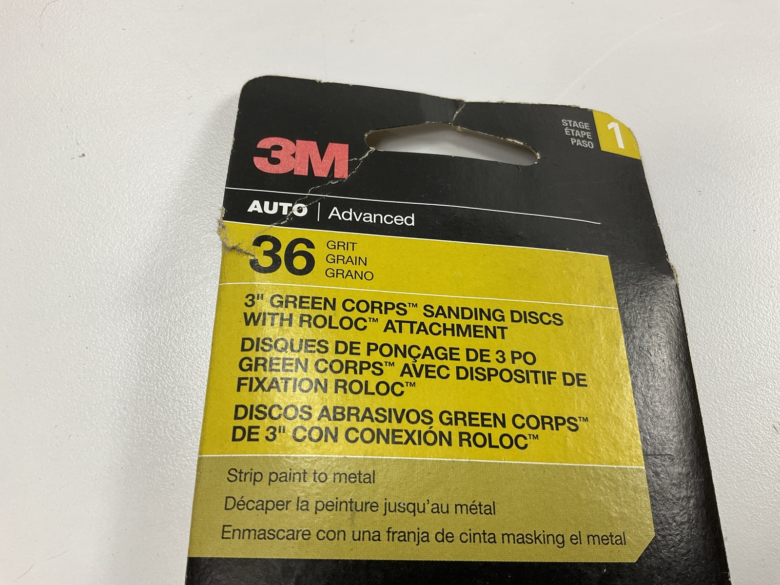 3M 31407 Green Corps 3″ Sanding Disc With Roloc Attachment, 36 Grit, 5 / Pack