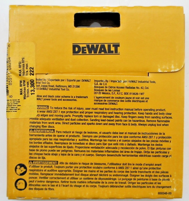 DeWalt 4-1/2″ Package of 5 Fiber Discs Aluminum Oxide 60 Grit DARB1G0605 #90o