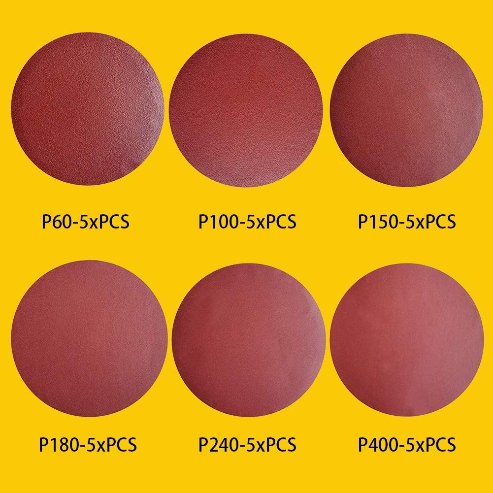 30 PCS 9 Inch PSA Aluminum Oxide Sticky Sanding Disc, Self Stick5 Each of 60 …