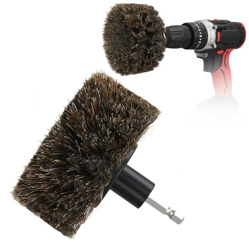 DkOvn Horse Hair Brush for Drill, for Leather, Brown Soft Bristles (Horse Hair)