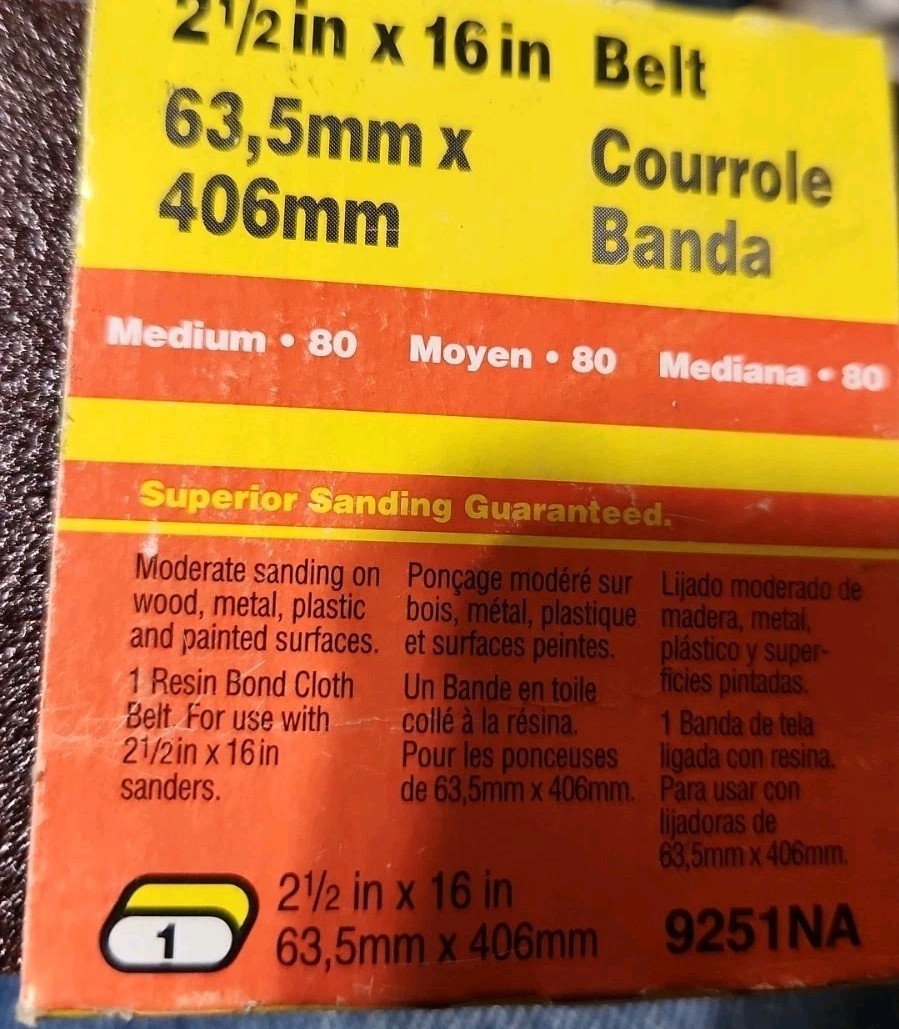 3M~Heavy Duty Power Cloth Sanding Belt 2-1/2″× 16″, 80 Medium, 9251NA, USA🇺🇸