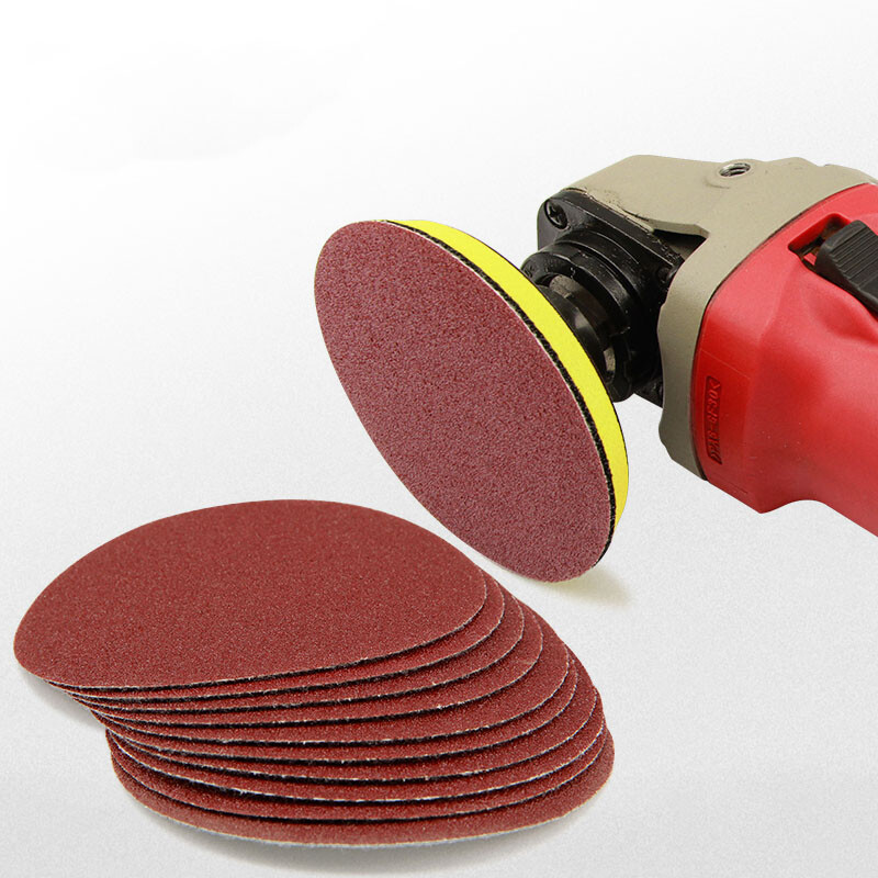 5 Inch 125mm Flocking Red Sand Dry Grinding Sandpaper Disc Hook & Loop 40~2000#