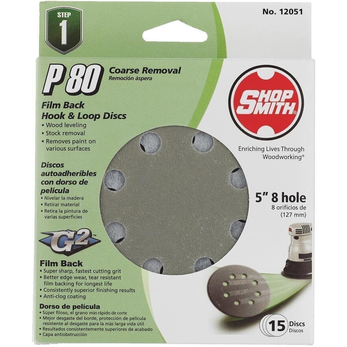Shop Smith 15Pk 5″ 80G Sand Disc
