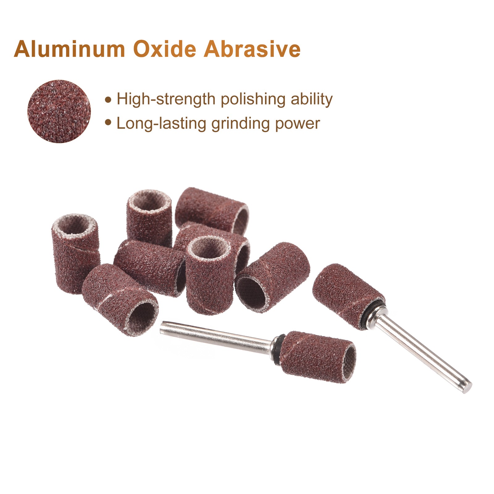 100 Pcs 1/4 Inch Sanding Sleeves Set 120 Grit with 2 Pcs 1/8 Inch Mandrels
