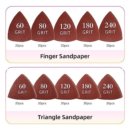 206Pcs Oscillating Tool Detail Sanding Pads Kit 2Pcs Triangle Sanding Pads 2Pc