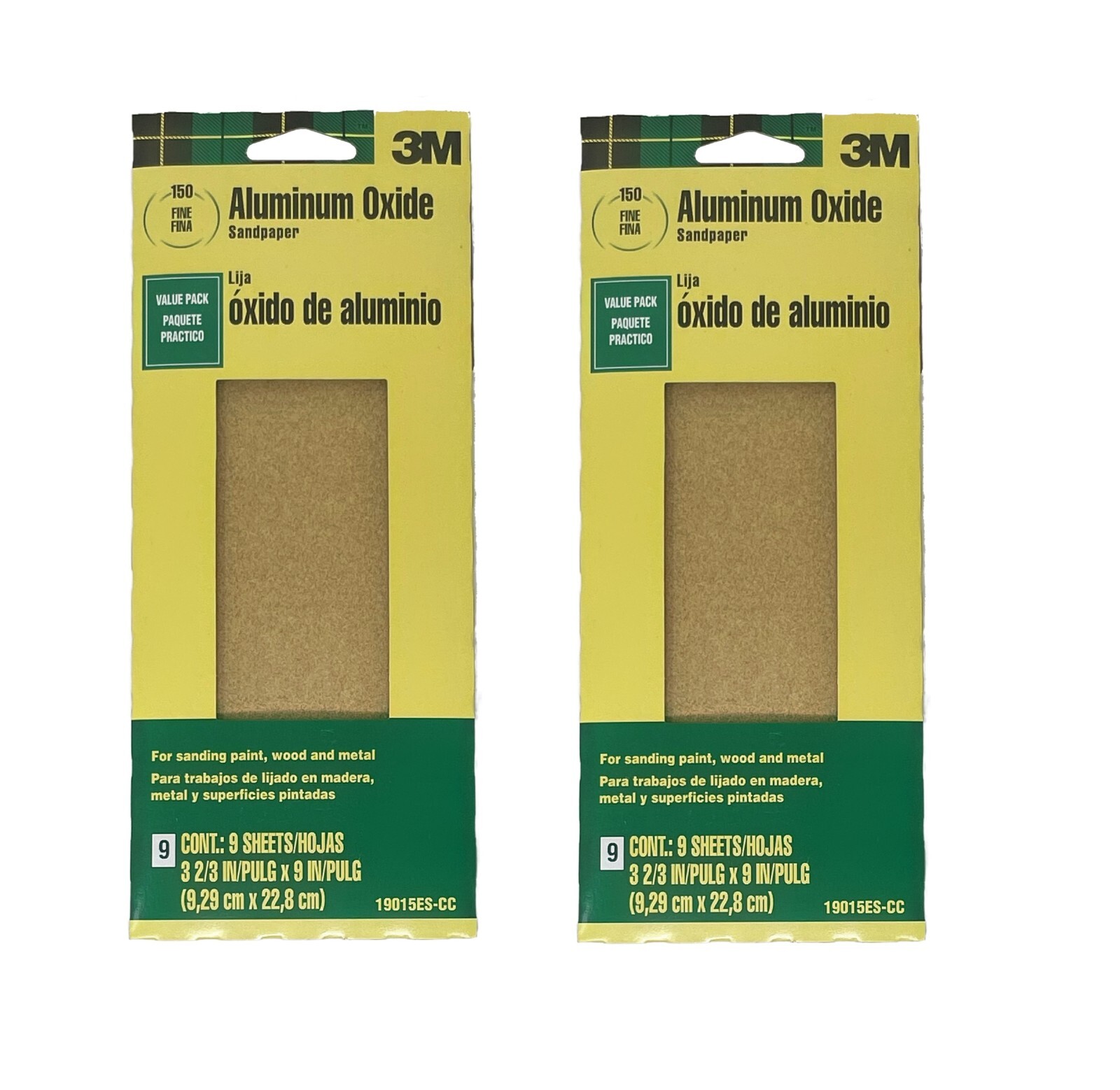 2PK 3M Sandpaper Aluminum Oxide 150 Grit Fine 18 Sheets Paint Wood Metal