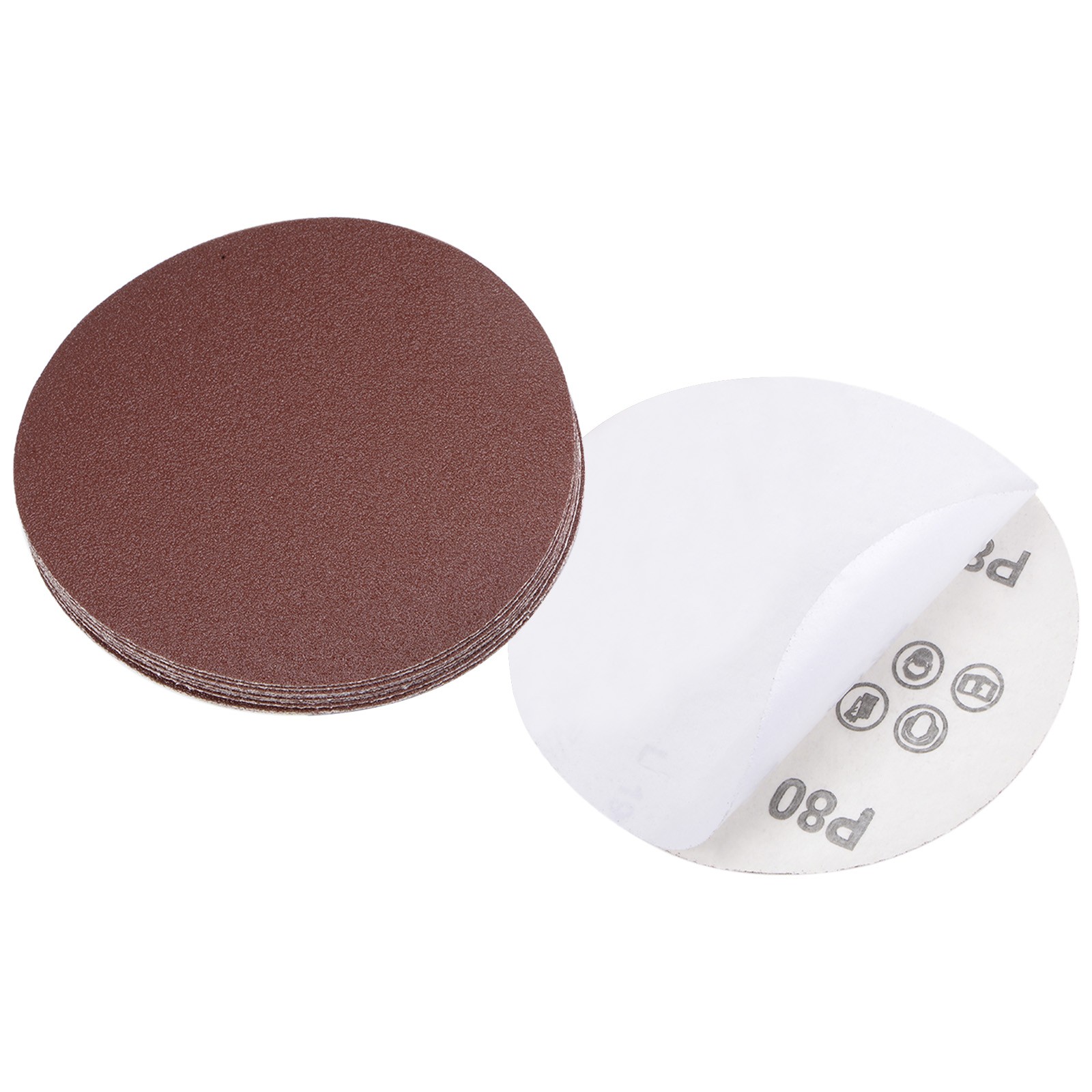 10pcs PSA Sanding Discs 5 Inch Dia 80 Grits Self Adhesive Sticky-Back Sandpaper