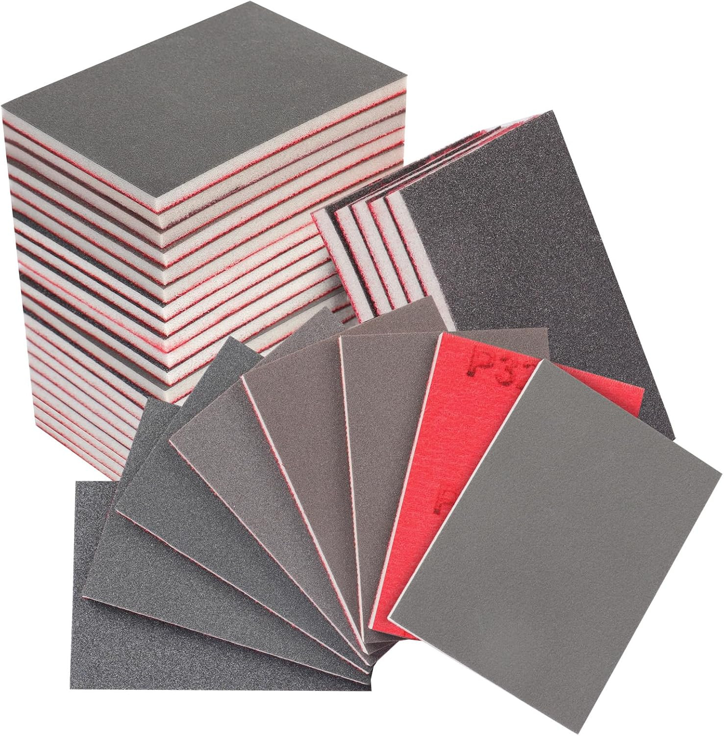 32 Pcs 3 x 4 Inch Sanding Sponge Set, 180-3000 Grit Abrasive Sanding Pads Soft F