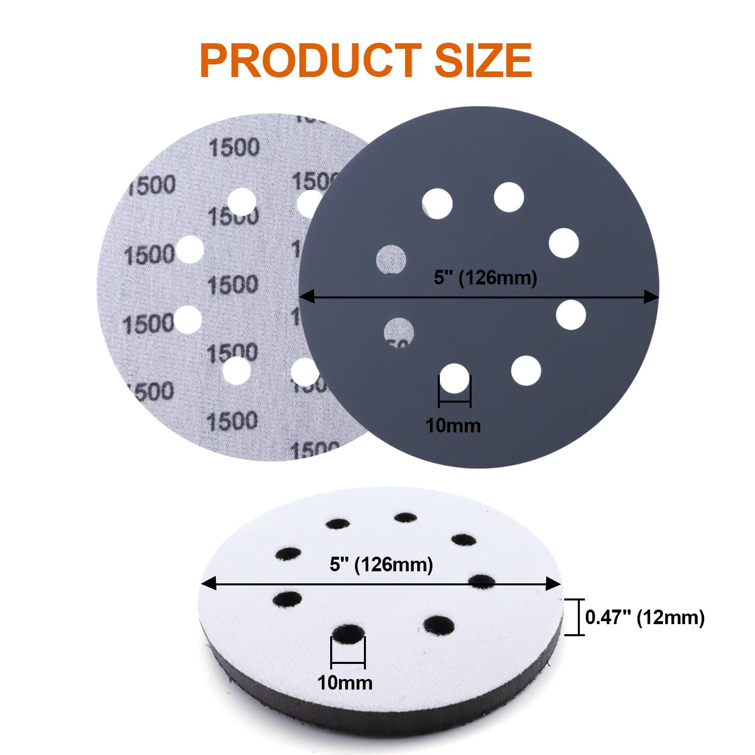 45PCS 5 Inch Sanding Discs Hook Loop Sandpaper 400-10000 Grit W/ Interface Pad