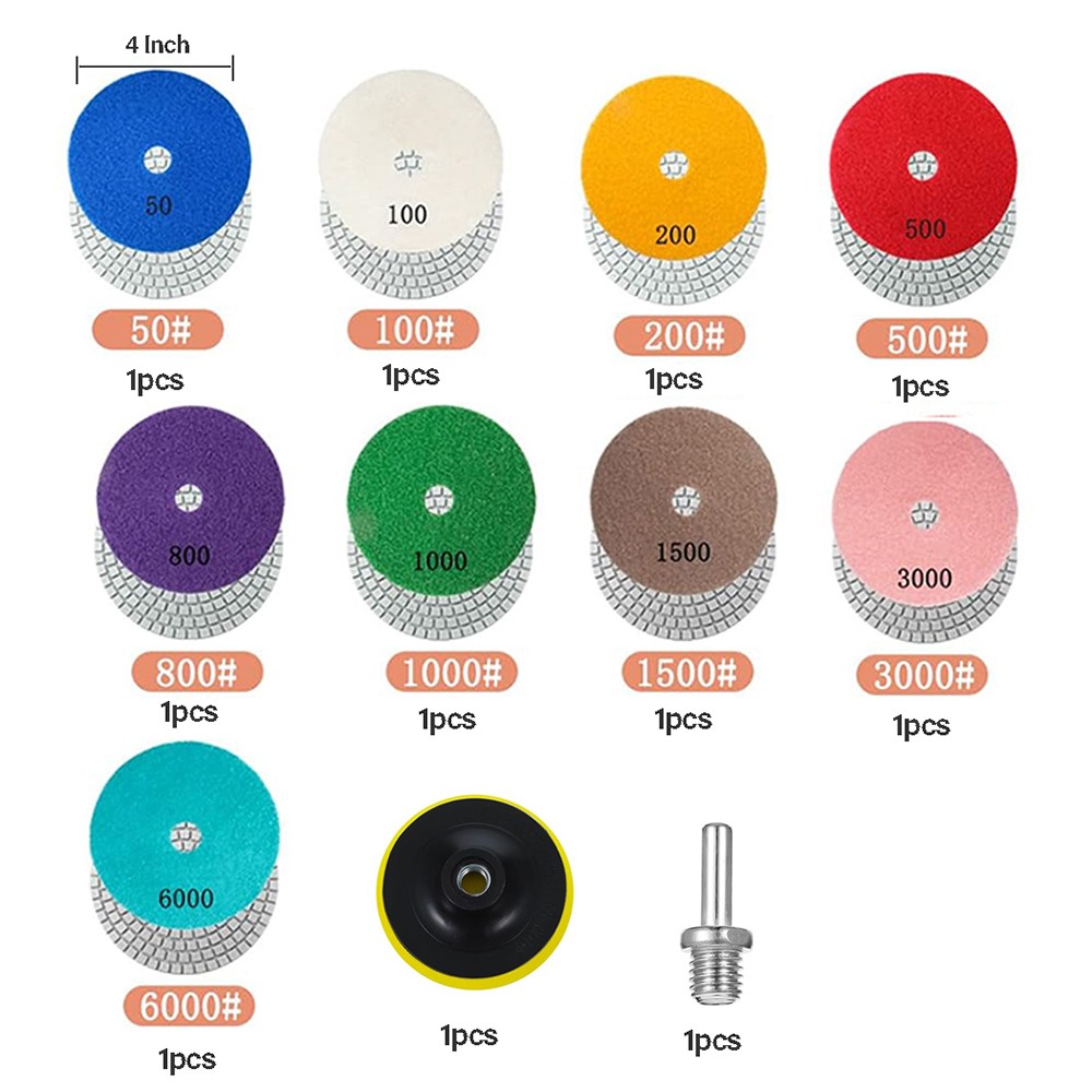 4 Inch Wet Dry Diamond Polishing Sanding Pads Discs Concrete Granite Glass Stone