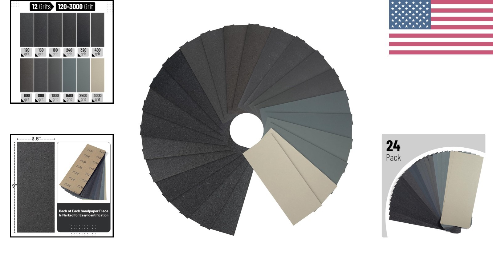 Comprehensive 24-Piece Sandpaper Kit – Perfect for Wood, Metal, and Automotive