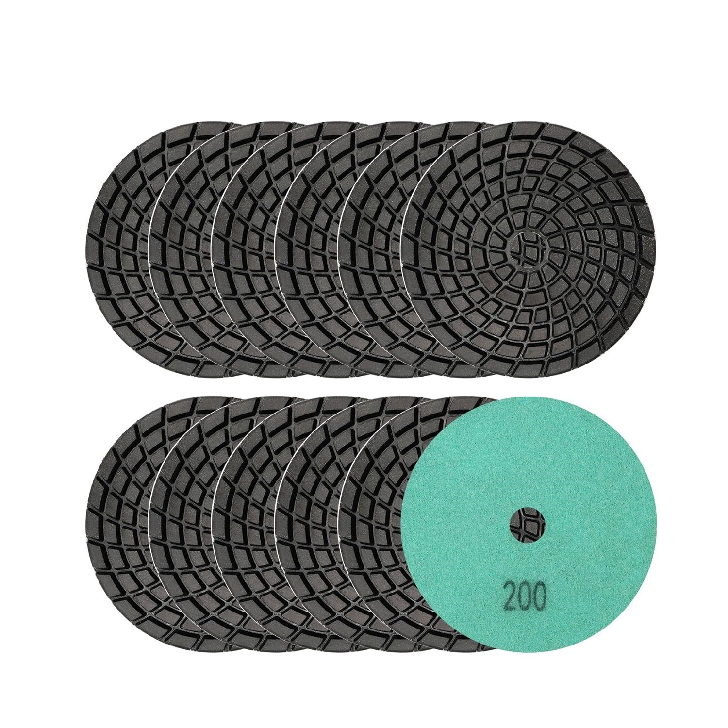 12 Pack 4 Inch 200 Grit Diamond Wet/Dry Polishing Pads for Concrete NEW