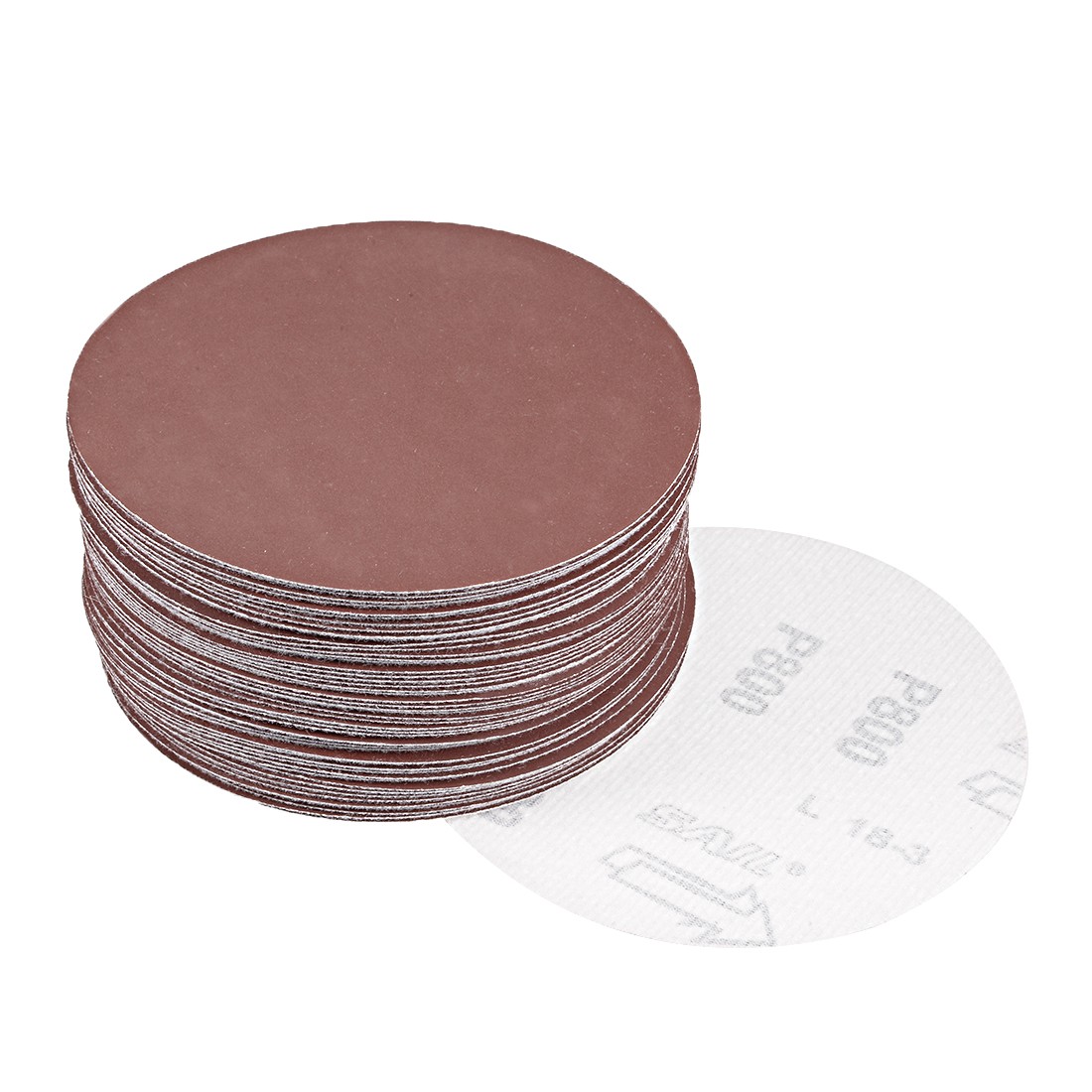 50Pcs 5 Inch Hook and Loop Sanding Disc 800 Grits Flocking Sandpaper Brown