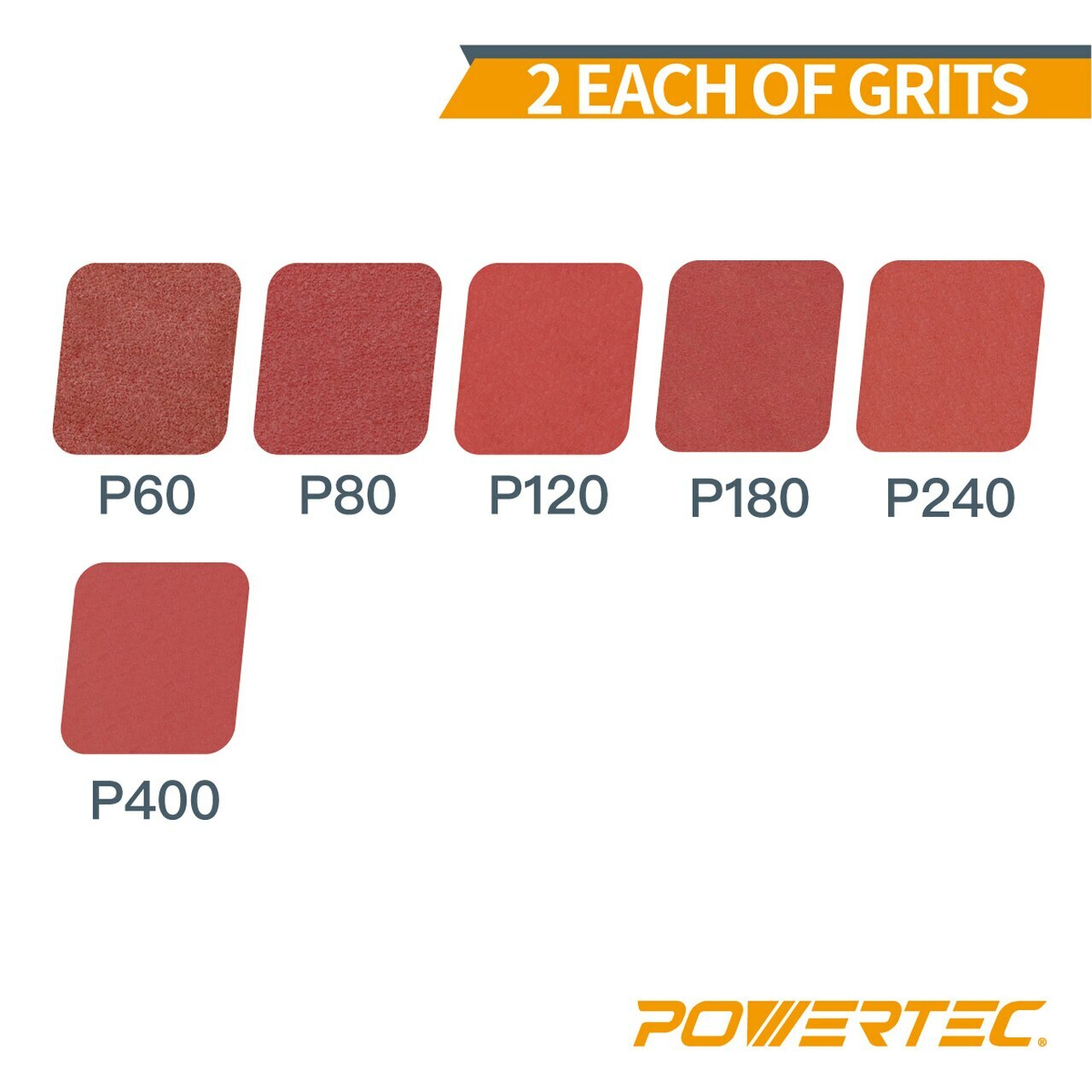 POWERTEC 12pcs 4 x 24″ A/O Sanding Belt Assortment (60,80,120,180,240,400 Grit)