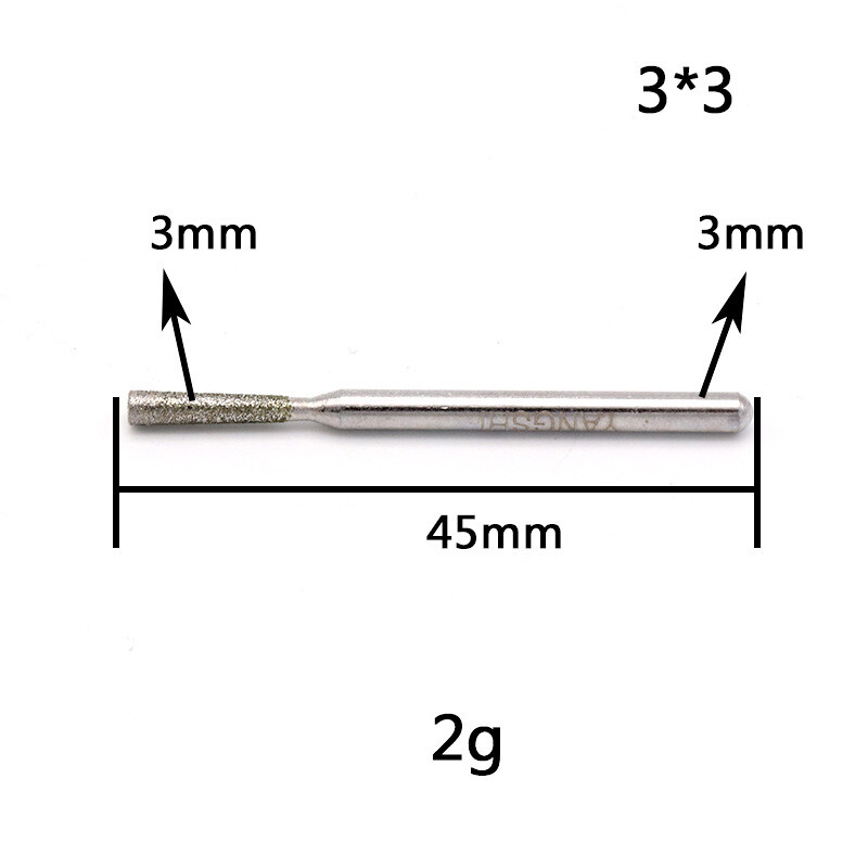 3x3mm Inverted Trapezoidal Diamond Grinding Heads Burr Drill Bits Jade Carving
