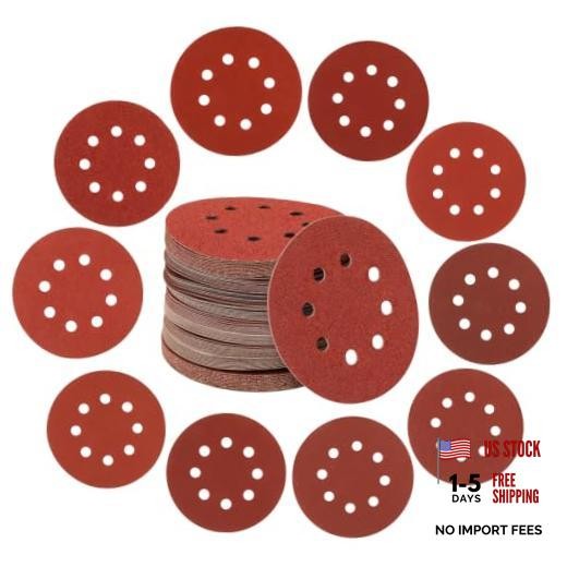 pcs 5in 8-Hole Hook & Loop Sanding Discs | 0.04 Inches 110 0.25 Inches 5 Inches