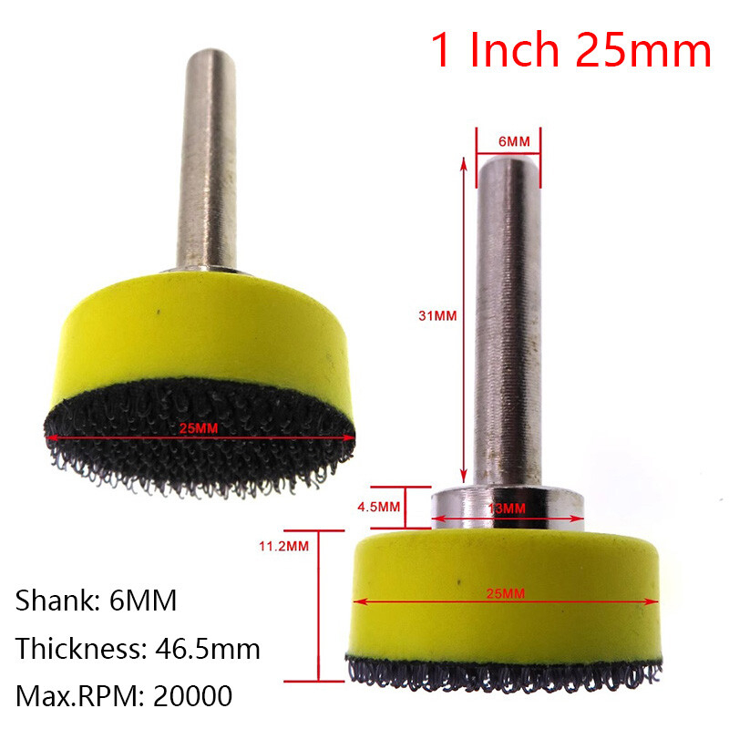 1 Inch 25mm Hook And Loop Backing Backed Pad 6mm Shank For Sanding Disc Drill