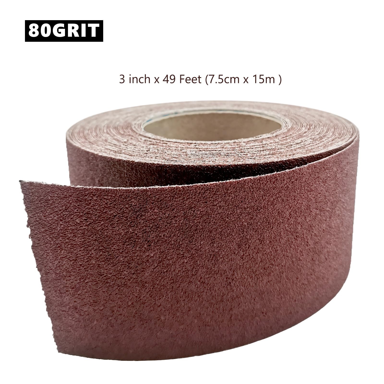 80 Grit Sandpaper Roll, 3 Inch x 49 Feet Emery Cloth Roll Aluminum Oxide Abra…