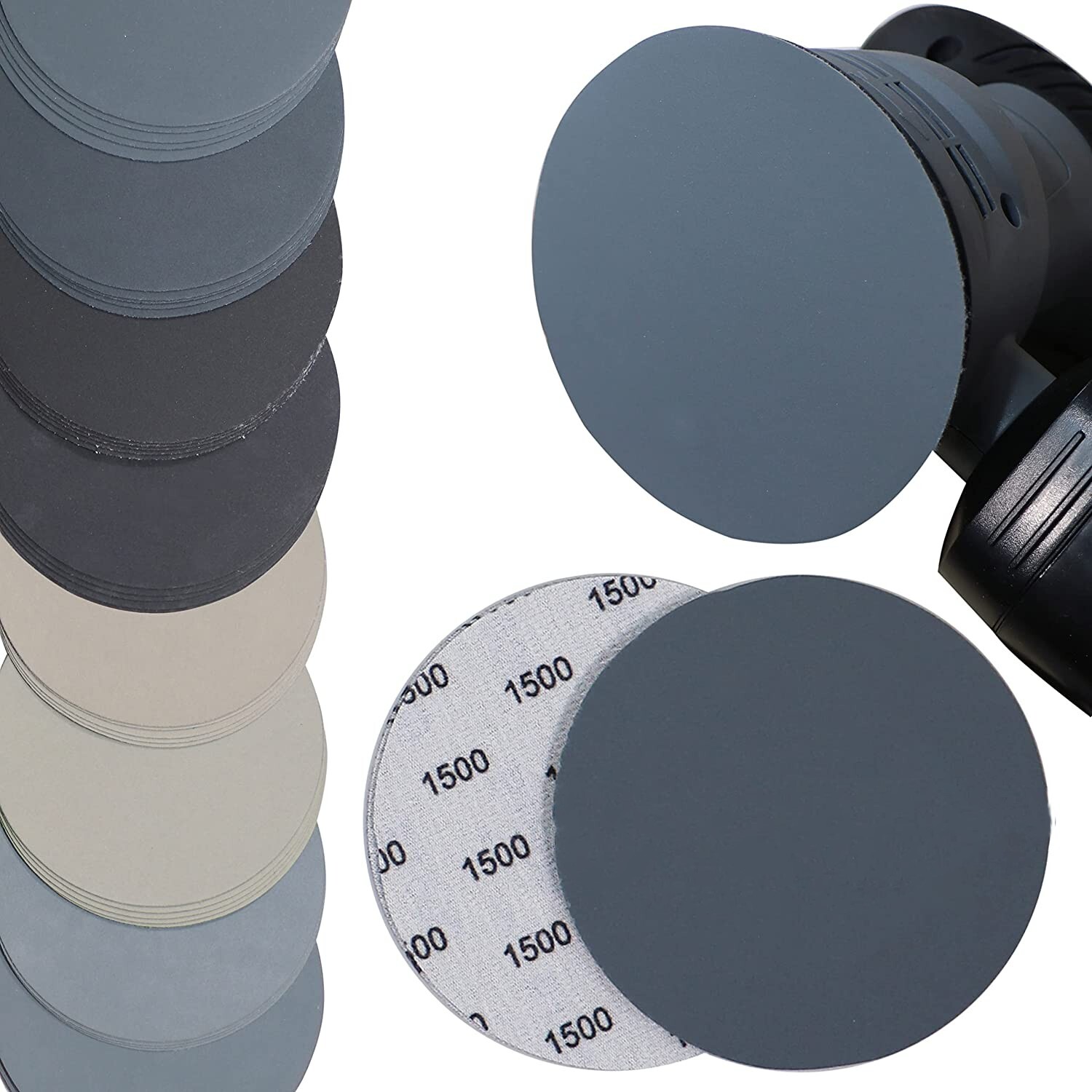 30PCS Wet Dry 6 Inch Hook Loop Sanding Disc Orbital Sandpaper Pads 800-3000 Grit