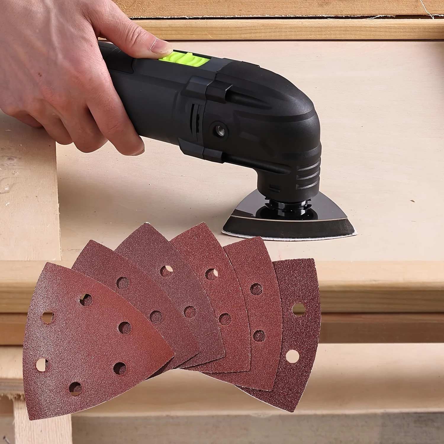 60 piece triangular sanding pad set, mouse sanding pad 6-hole sandpaper 60-320 g