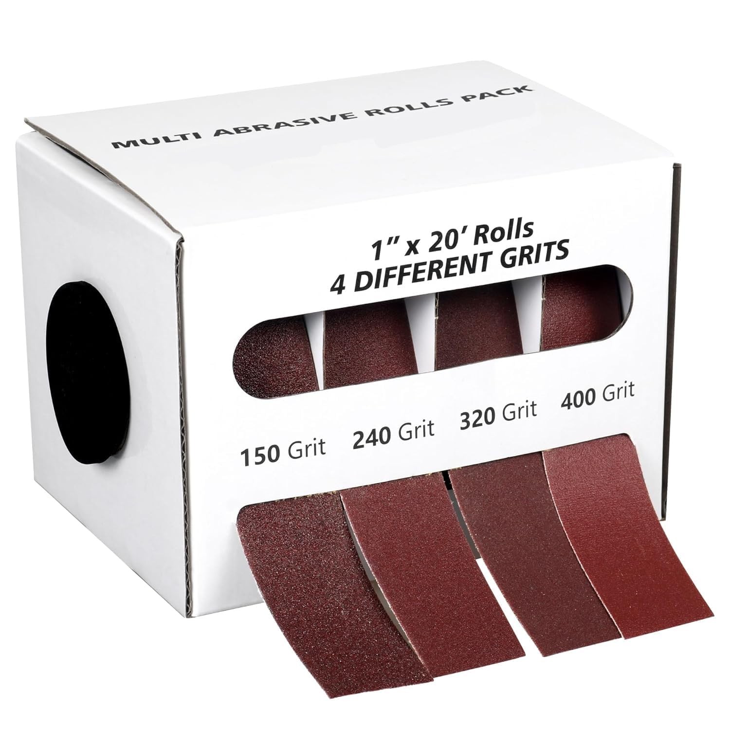 Emery Cloth Roll,4 Grits 1” x 20FT Abrasive Sandpaper Roll with Dispenser,15…