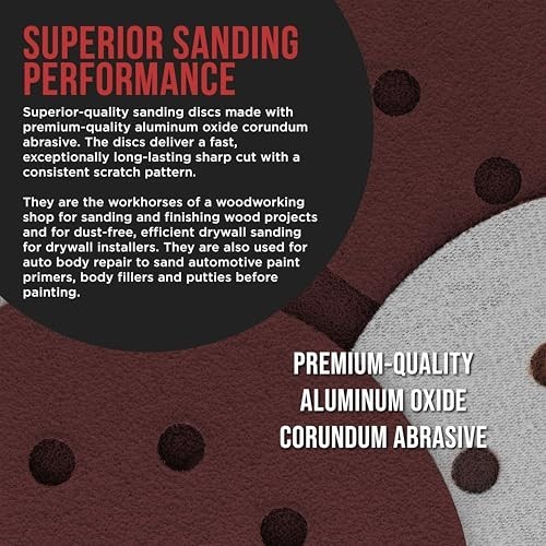 160 Pack 5 inch Sanding Discs 8-Hole Red Variety Pack Grit, Hook ,Loop Sandpaper