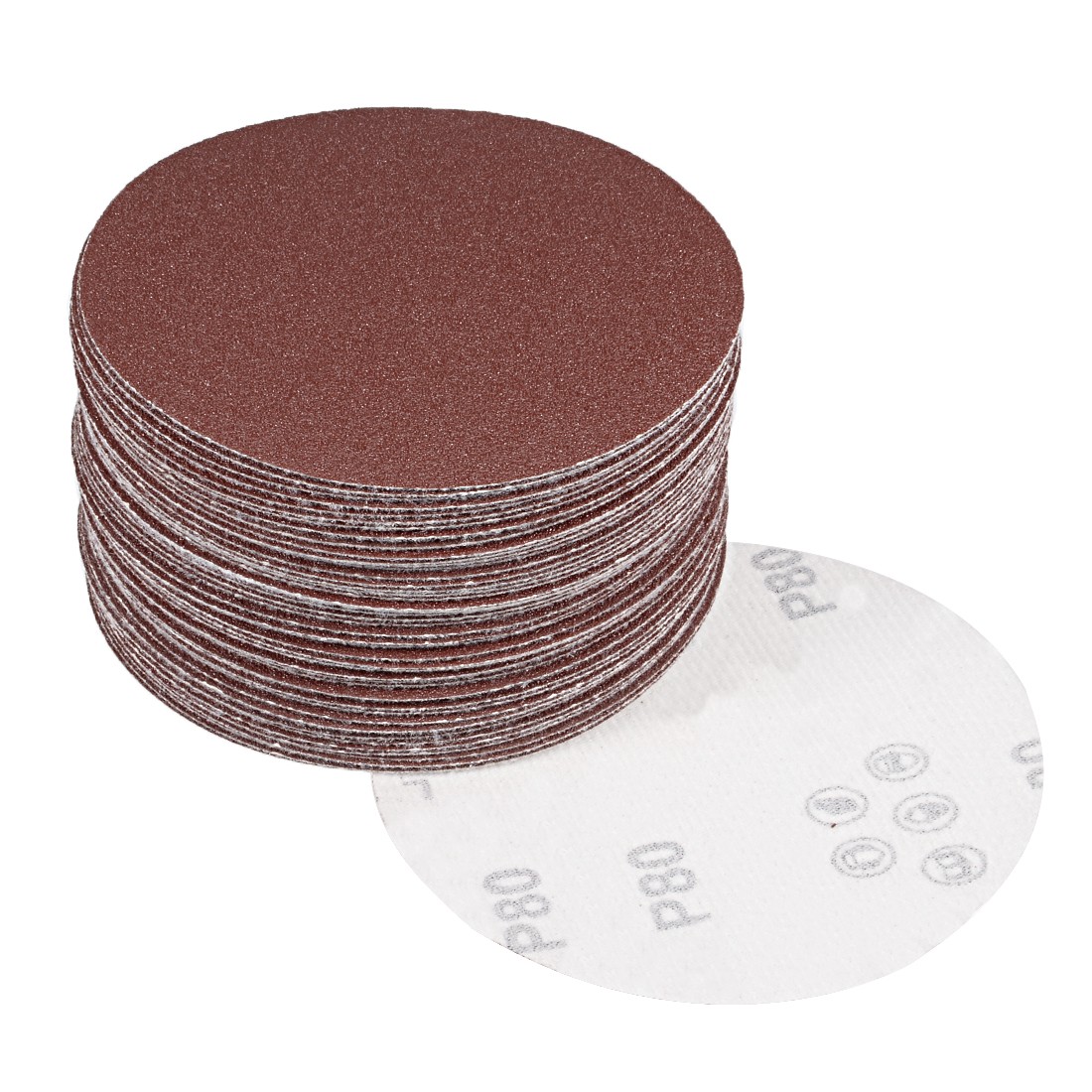50pcs 5 Inch Sandpaper Hook and Loop Sanding Disc 80 Grits Flocking